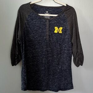 University of Michigan Henley 3/4 sleeve Tee
